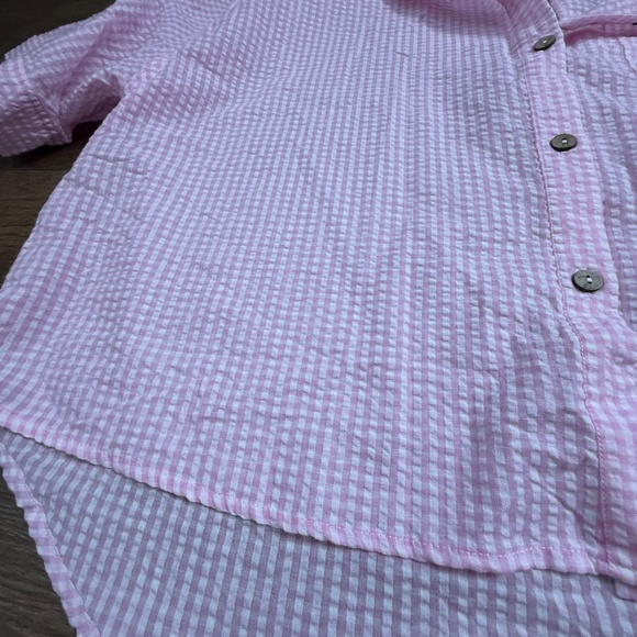 Free People Intimately Women's Lounge Pajama Seersucker Button Down Top Sz L NWT - Picture 2 of 11